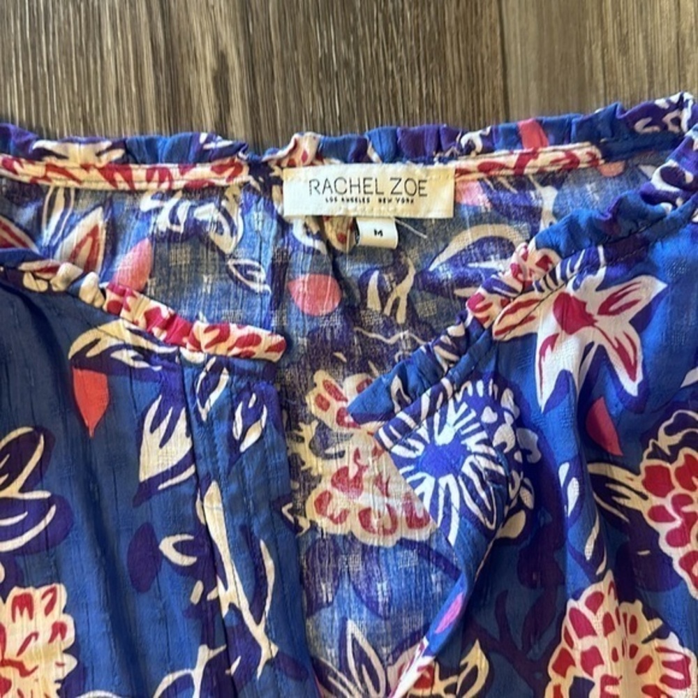 Rachel Zoe peasant blouse w puff sleeves, oversized fit. Sz M - Picture 2 of 5